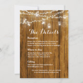ウッド素朴メイスンジャーぶら下がったズ・ライト詳細カード 招待状 (正面)