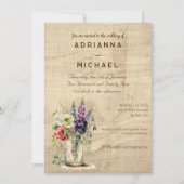 ウッド素朴メイスンジャーフローラ結婚式招待状 招待状 (正面)