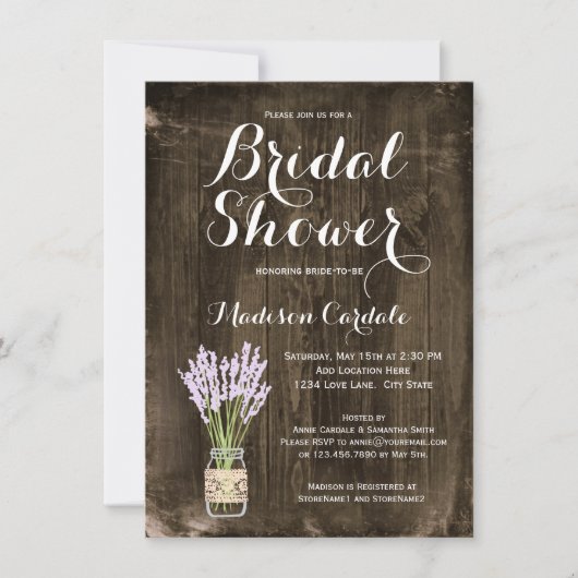 ウッド素朴メイスンジャーブライダルシャワー招待状 招待状 (正面)