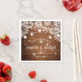 ウッド素朴メイスンジャールストリングライツレース結婚ズ スタンダードカクテルナプキン (インサイチュ)