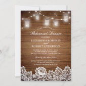 ウッド素朴メイスンジャールライツリハーサルディナー 招待状 (正面)