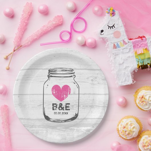 ウッド素朴メイスンジャー国結婚式パーティープレート ペーパープレート (パーティー)