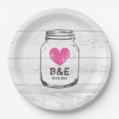 ウッド素朴メイスンジャー国結婚式パーティープレート ペーパープレート (正面)