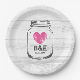 ウッド素朴メイスンジャー国結婚式パーティープレート ペーパープレート