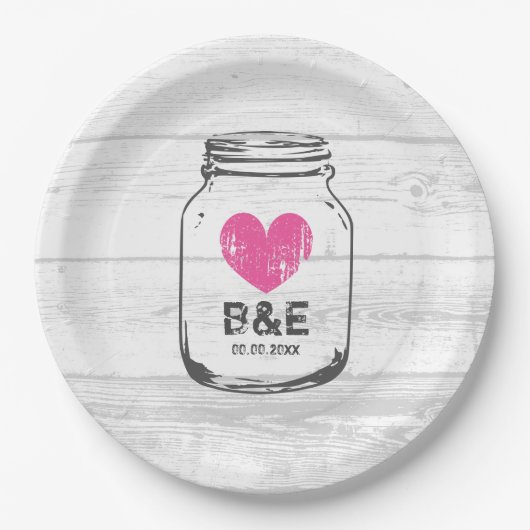 ウッド素朴メイスンジャー国結婚式パーティープレート ペーパープレート (正面)