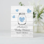 ウッド素朴メイスンジャー少年の赤ちゃんシャワーパーティー エンクロージャーカード (スタンド正面)