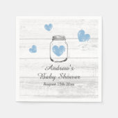 ウッド素朴メイスンジャー少年の赤ちゃんシャワーパーティー スタンダードカクテルナプキン (正面)