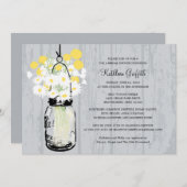 ウッド素朴メイソンのヤワイルドフラワーズ 招待状 (正面/裏面)