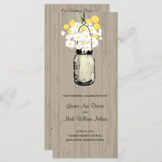 ウッド素朴メイソンの瓶とワイルドフラワープログラム プログラム (正面/裏面)