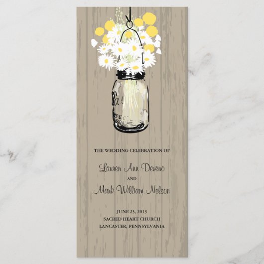 ウッド素朴メイソンの瓶とワイルドフラワープログラム プログラム (正面)