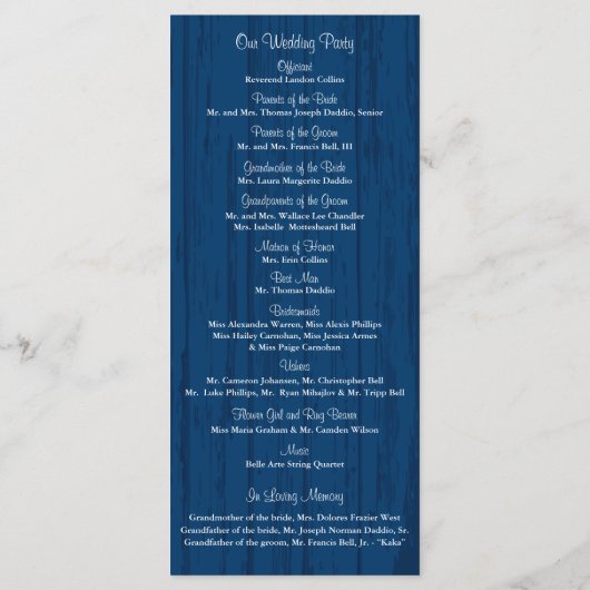 ウッド素朴メイソンの瓶とワイルドフラワープログラム プログラム (裏面)