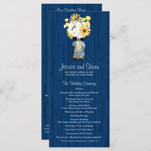 ウッド素朴メイソンの瓶とワイルドフラワープログラム プログラム (正面/裏面)