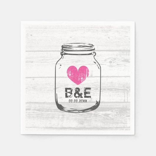ウッド素朴メイソンの瓶の国結婚側のナプキン スタンダードカクテルナプキン (正面)