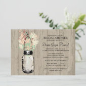 ウッド素朴メイソンジャイルフラワーズブライダルシャワー 招待状 (スタンド正面)