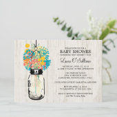 ウッド素朴メイソンジャイルフラワーベビーシャワー 招待状 (スタンド正面)