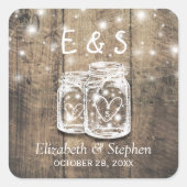ウッド素朴メイソンジャストリングライト結婚式の引き出物 スクエアシール (正面)