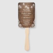 ウッド素朴メイソンジャストリングライト結婚式 プログラム ハンドファン (正面)