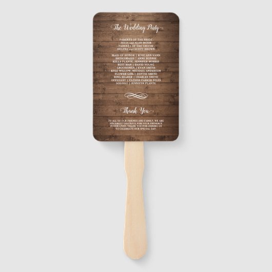 ウッド素朴メイソンジャストリングライト結婚式 プログラム ハンドファン (裏面)