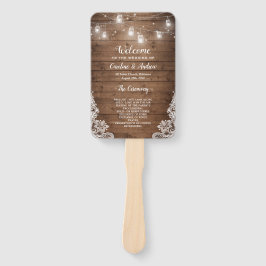 ウッド素朴メイソンジャストリングライト結婚式 プログラム ハンドファン