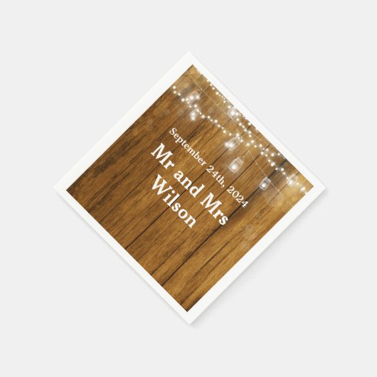 ウッド素朴メイソンジャーぶら下がったズ・ライツカクテル スタンダードカクテルナプキン (角)