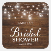 ウッド素朴メイソンジャースアンドライツブライダルシャワー スクエアシール (正面)
