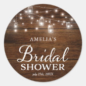 ウッド素朴メイソンジャースアンドライツブライダルシャワー ラウンドシール (正面)