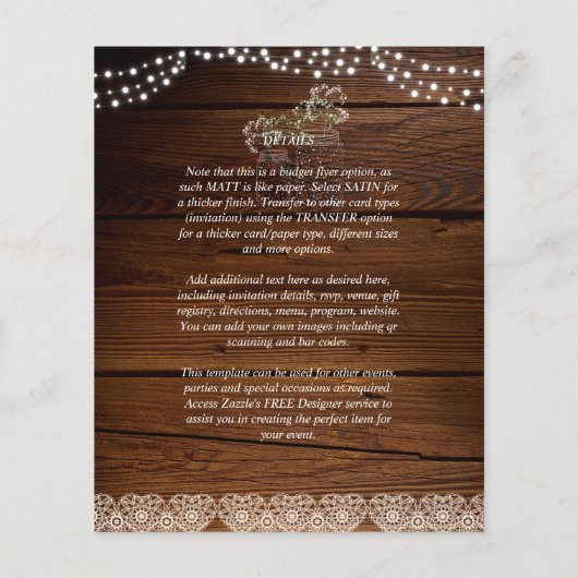 ウッド素朴メイソンジャースライツジプソフィラ結婚ズ チラシ (裏面)