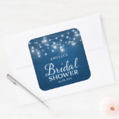ウッド素朴メイソンジャースライツブルーブライダルシャワー スクエアシール (封筒)