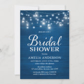 ウッド素朴メイソンジャースライツブルーブライダルシャワー 招待状 (正面)