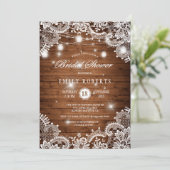 ウッド素朴メイソンジャースライツレースブライダルシャワー 招待状 (スタンド正面)
