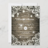 ウッド素朴メイソンジャースライツレースブライダルシャワー 招待状 (正面)