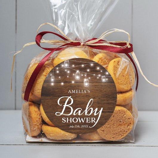 ウッド素朴メイソンジャースライトベビーシャワー ラウンドシール