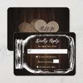 ウッド素朴メイソンジャールウェディングRSVPカード 出欠カード (正面/裏面)