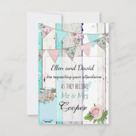 ウッド素朴メイソンジャールシャビー結婚式招待状 招待状