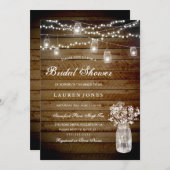 ウッド素朴メイソンジャールブライダルシャワー招待 招待状 (正面/裏面)