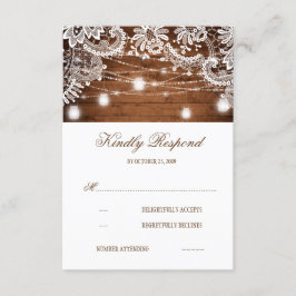 ウッド素朴メイソンジャールライツレースウェディングRSVP 出欠カード