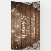 ウッド素朴メイソンジャールライツレースブライダルシャワー 横断幕 (縦)