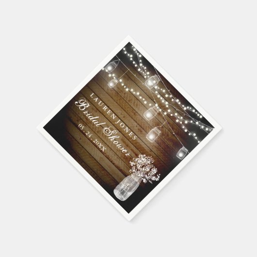 ウッド素朴メイソンジャールライトブライダルシャワーナプキン スタンダードカクテルナプキン (角)