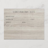 ウッド素朴メイソンジャールライトブライダルシャワーレシピ インビテーションポストカード (裏面)