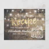 ウッド素朴メイソンジャールライトブライダルシャワーレシピ インビテーションポストカード (正面)