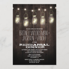 ウッド素朴メイソンジャールリハーサルディナー招待状 招待状