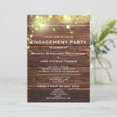 ウッド素朴メイソンストリングライト婚約パーティ 招待状 (スタンド正面)