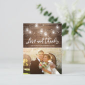 ウッド素朴メイソンJAR文字列ライト写真ありがとう ポストカード (スタンド正面)