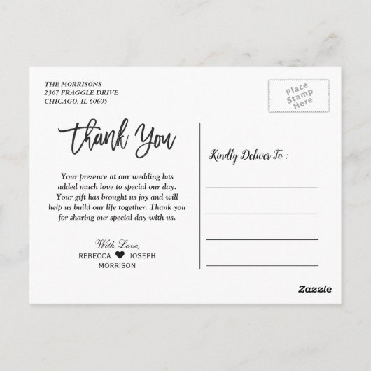 ウッド素朴メイソンJAR文字列ライト写真ありがとう ポストカード (裏面)