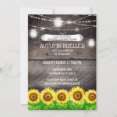 ウッド素朴メイソンJarsひまわり写真卒業 招待状 (裏面)