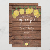 ウッド素朴メインスクイズレモンブライダルシャワー 招待状 (正面/裏面)