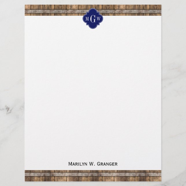 ウッド素朴メタルバンドネイビークローバー3モノグラム (正面)