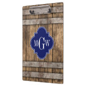 ウッド素朴メタルバンドネイビークローバー3モノグラム クリップボード (左)