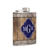 ウッド素朴メタルバンドネイビークローバー3モノグラム フラスク (右)