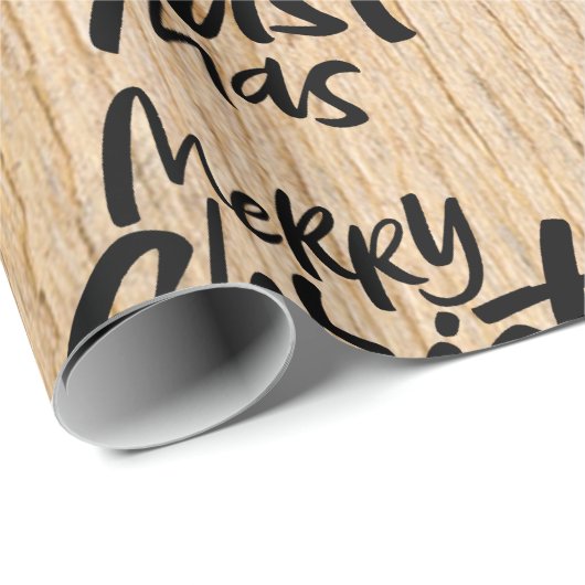 ウッド素朴メリーキリスト・マス宗教的クリスマス ラッピングペーパー (ロールコーナー)
